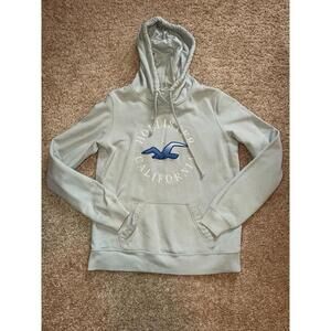 Hollister California Hoodie Women Small Light Blue Seafoam Green Logo Pullover